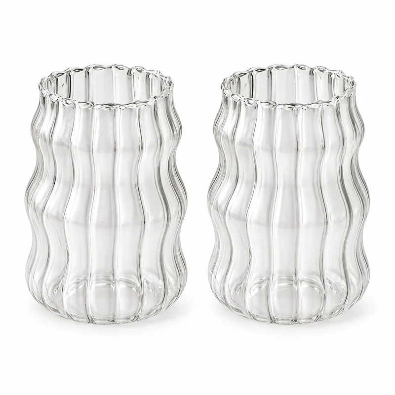 Verres ondulés transparents – Lot de 2